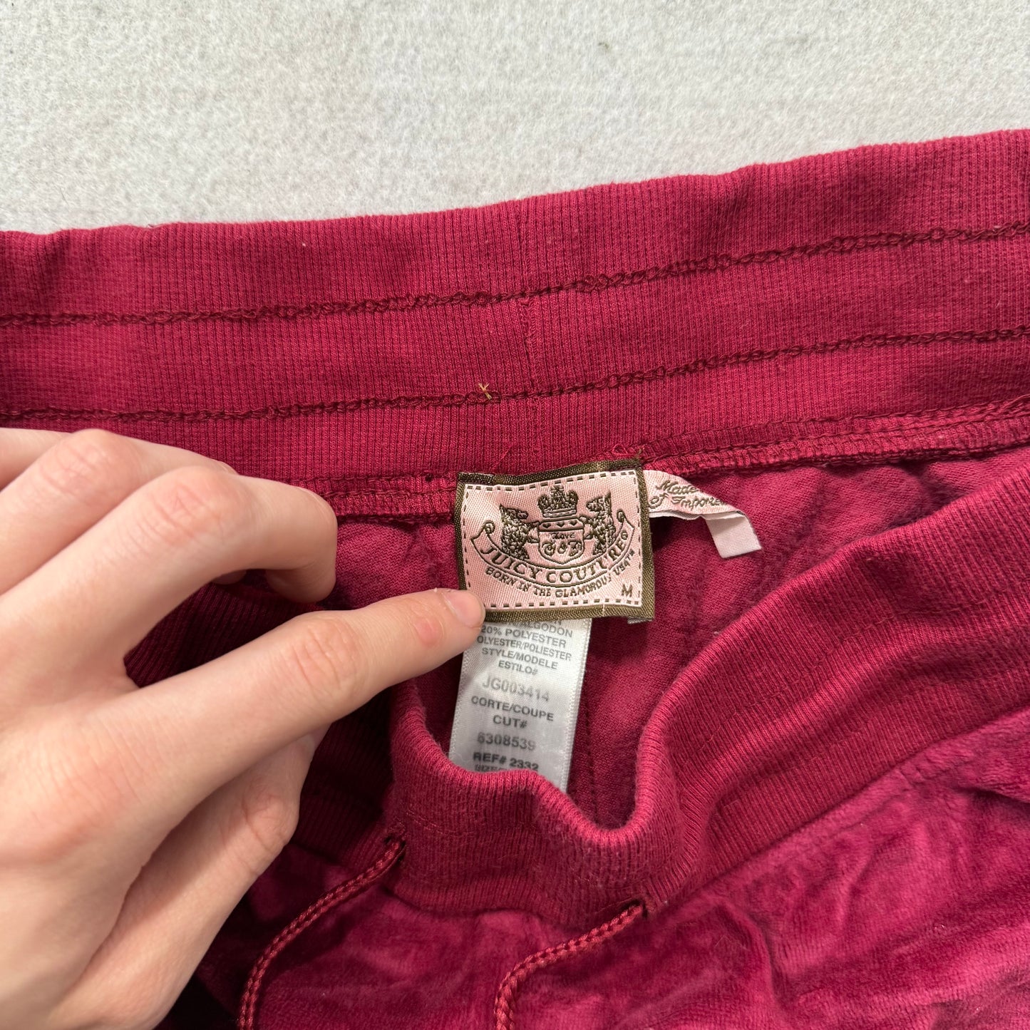 Juicy Couture Women's Wine Red Velour Flared Track Pant Low Rise Preppy Size M