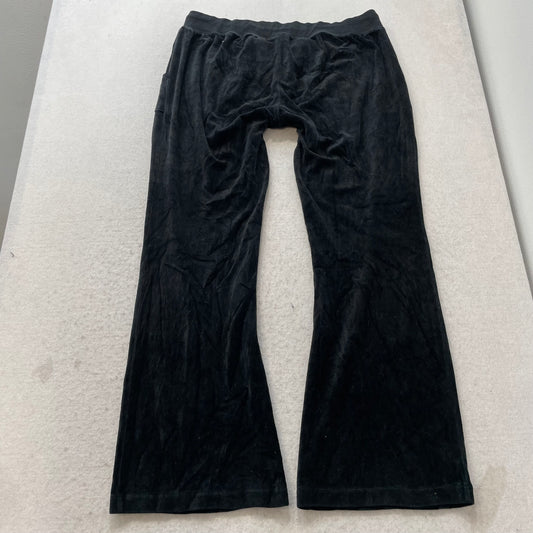 Juicy Couture Women's Black Velour Flared Leg Track Pant Drawstring Y2k Size XL