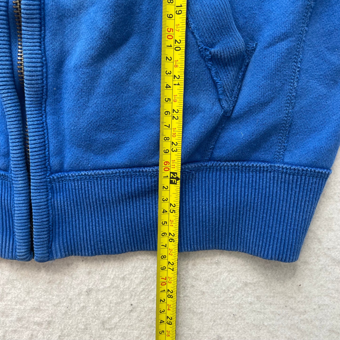 Abercrombie & Fitch 92 Mens Cobalt Blue Fleece Zip-Up Hoodie Drawstring Size 2XL