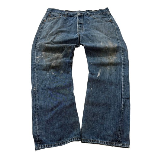 Vintage Levi's 501 Men's Blue Denim Jeans Wide Leg Zip-Fly Distressed Size 38x30
