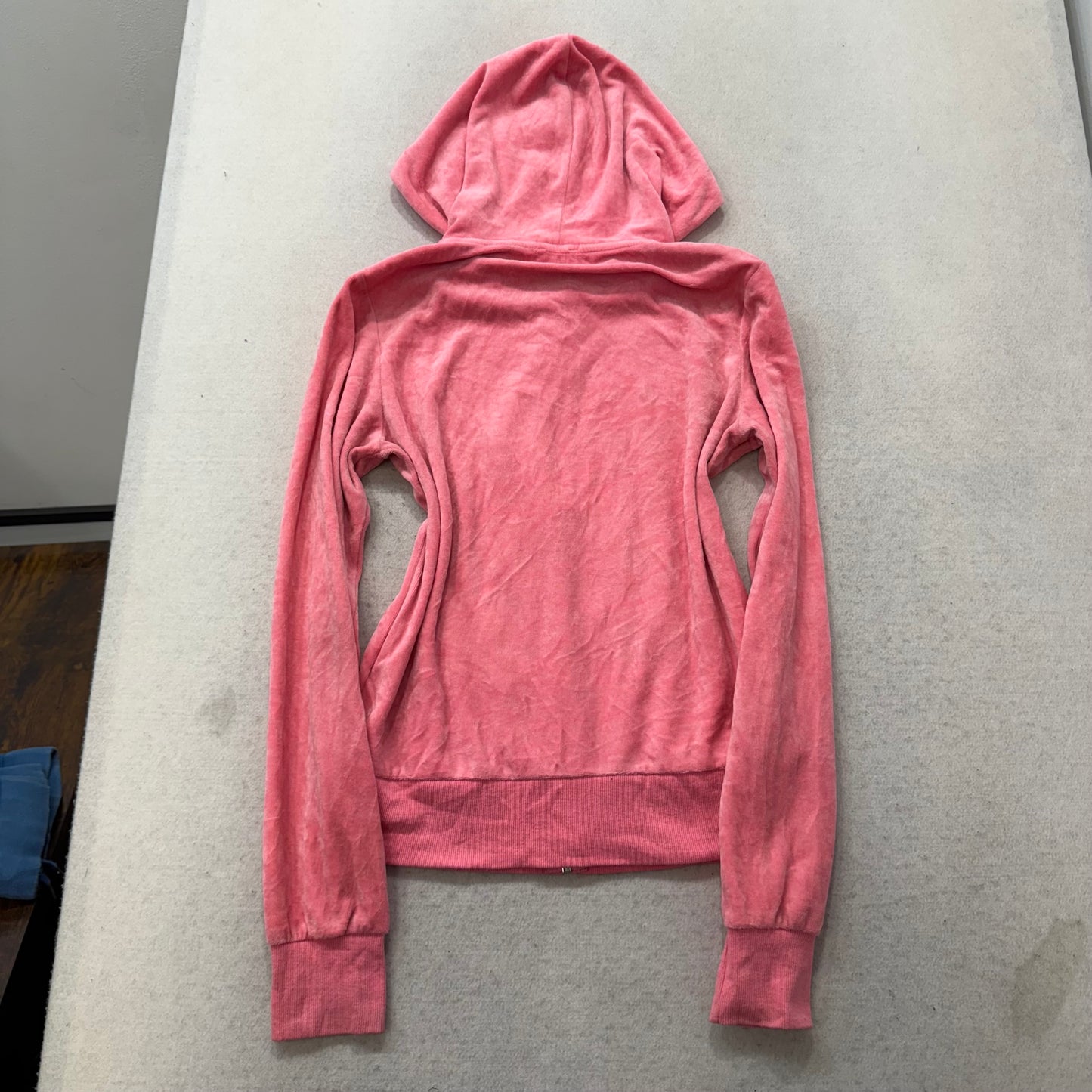 Juicy Couture Women's Natural Candy Pink Velour Zip Up Hoodie Preppy Y2K Size M