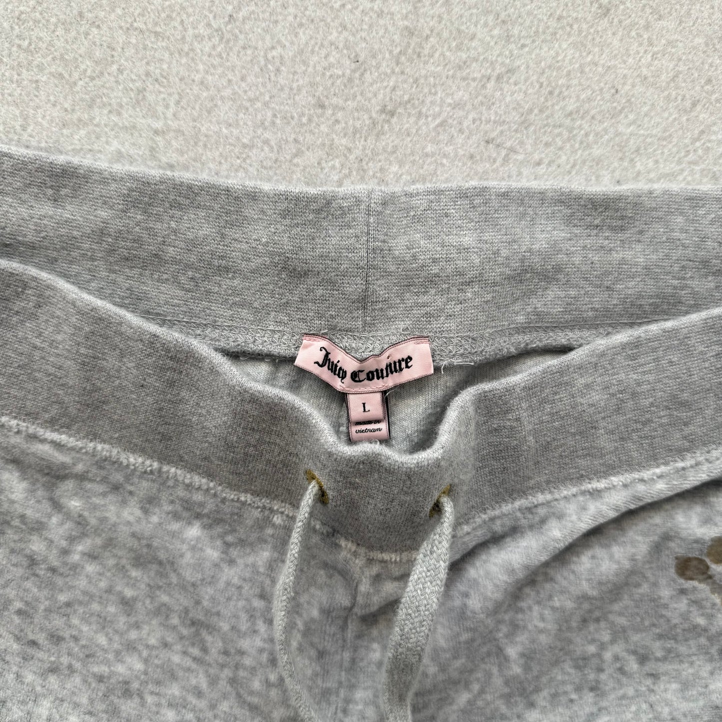 Juicy Couture Gray Velour Tracksuit Set Hoodie & Flare Pant Graphic Logo Size L