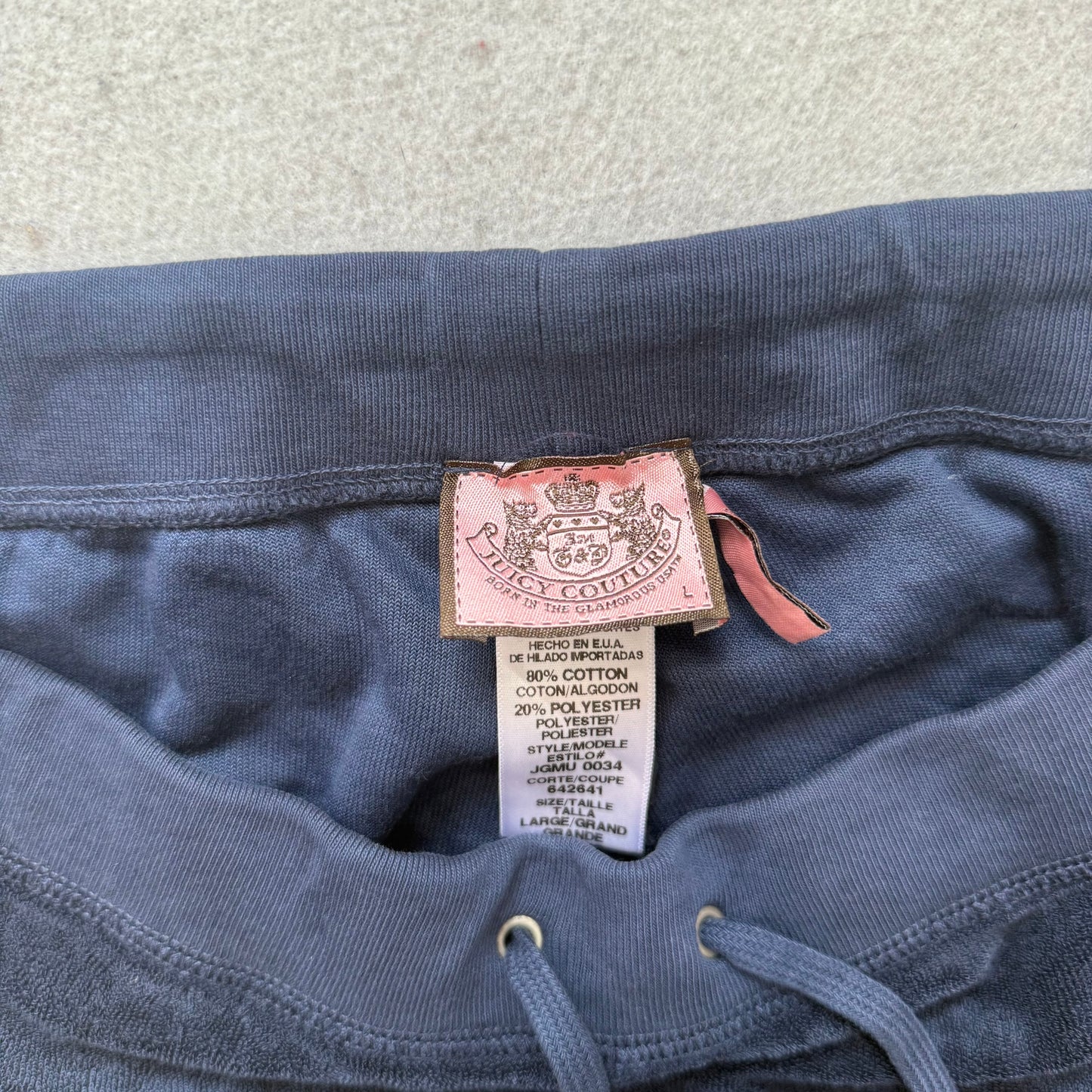 Vintage Juicy Couture Women's Navy Terry Cloth Capris Pants Drawstring Size L