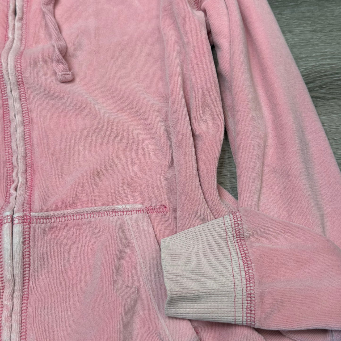 Victoria's Secret PINK "Love Pink" Women's Pink Velour Zip-Up Hoodie Logo Size M