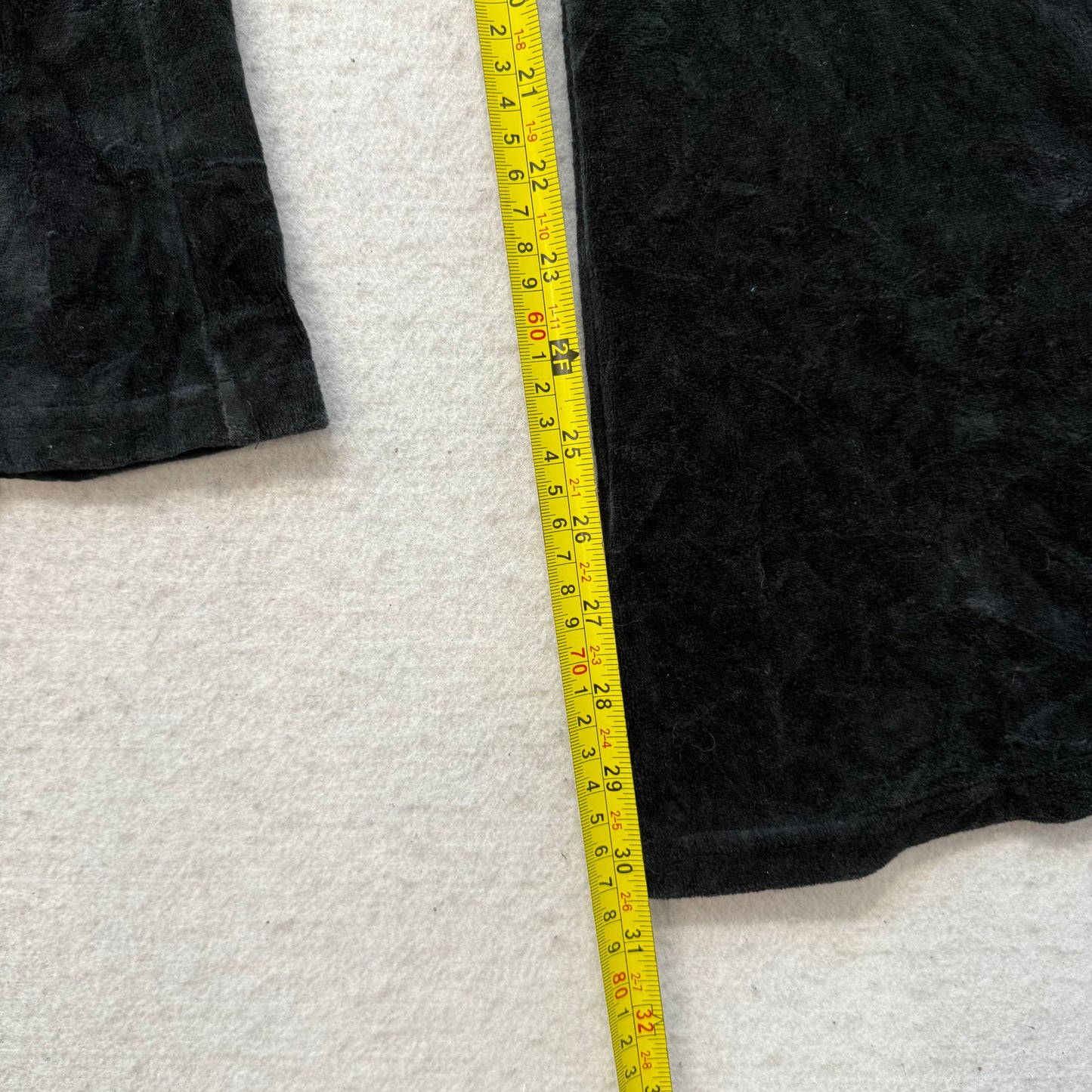 Juicy Couture Women's Jet Black Velour Flared Track Pant Back Snap Pocket Size S
