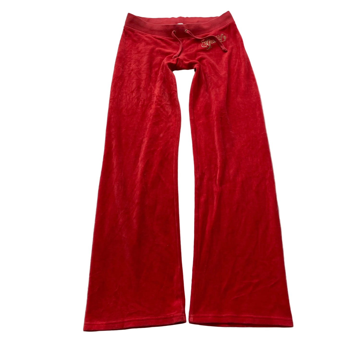 Juicy Couture Women's Red Velour Flared Leg Track Pant Drawstring Logo Size XS