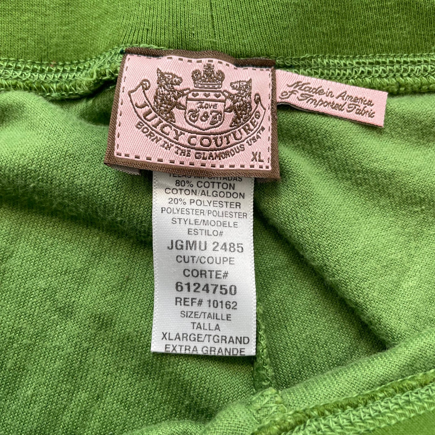 Juicy Couture Women Green Velour Flared Track Pant Drawstring Loungewear Size XL
