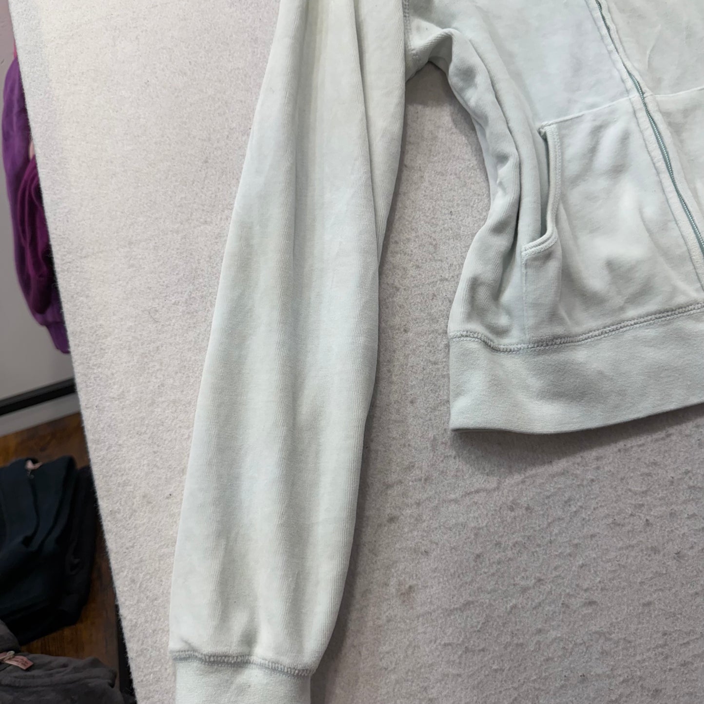 Vintage Juicy Couture Women's Light Mint Velour Zip-Up Hoodie Loungewear Size S