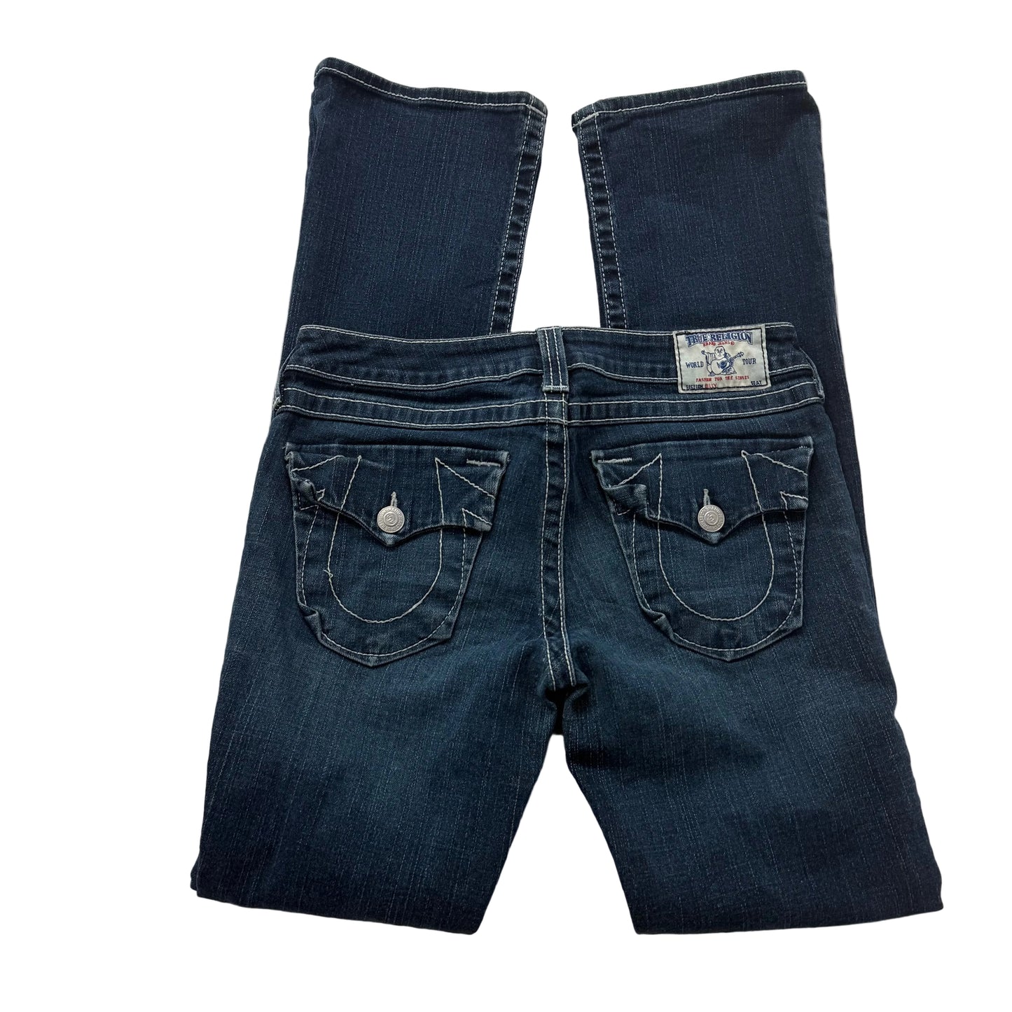 Rare True Religion Blue Denim Jeans Horseshoe Button-Flap Back Pockets Size 30