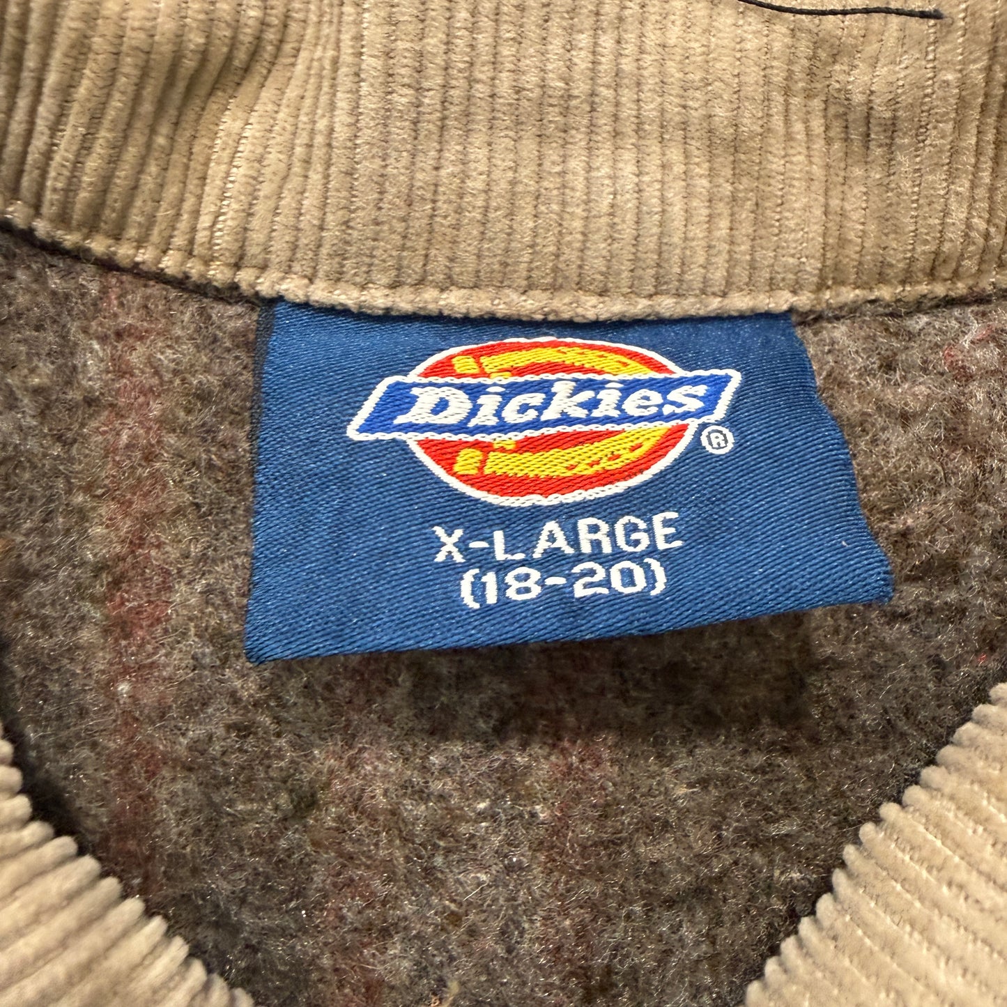 Vintage Dickies Men's Blue Corduroy Collar Denim Chore Jacket Workwear Size XL