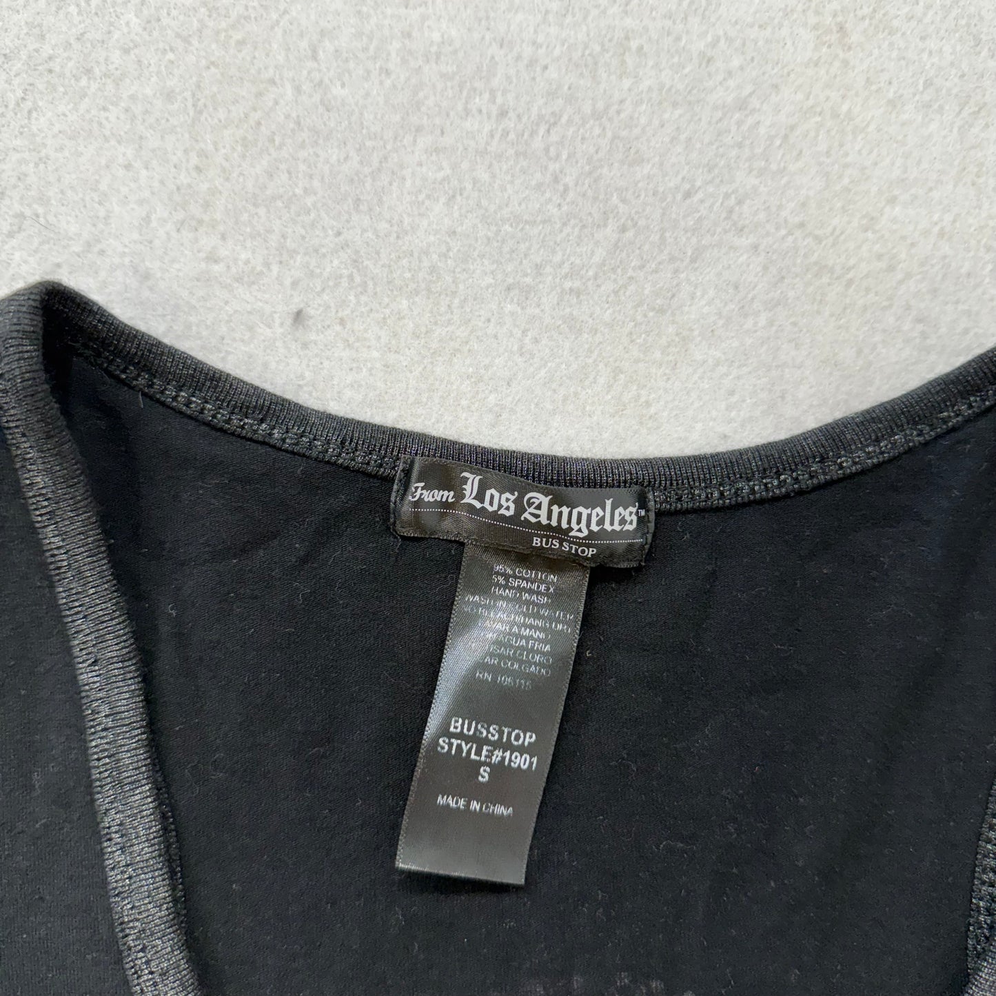 Los Angeles Bus Stop Women's Black Zip Up Tank Top Skull Studs Graphic Size S