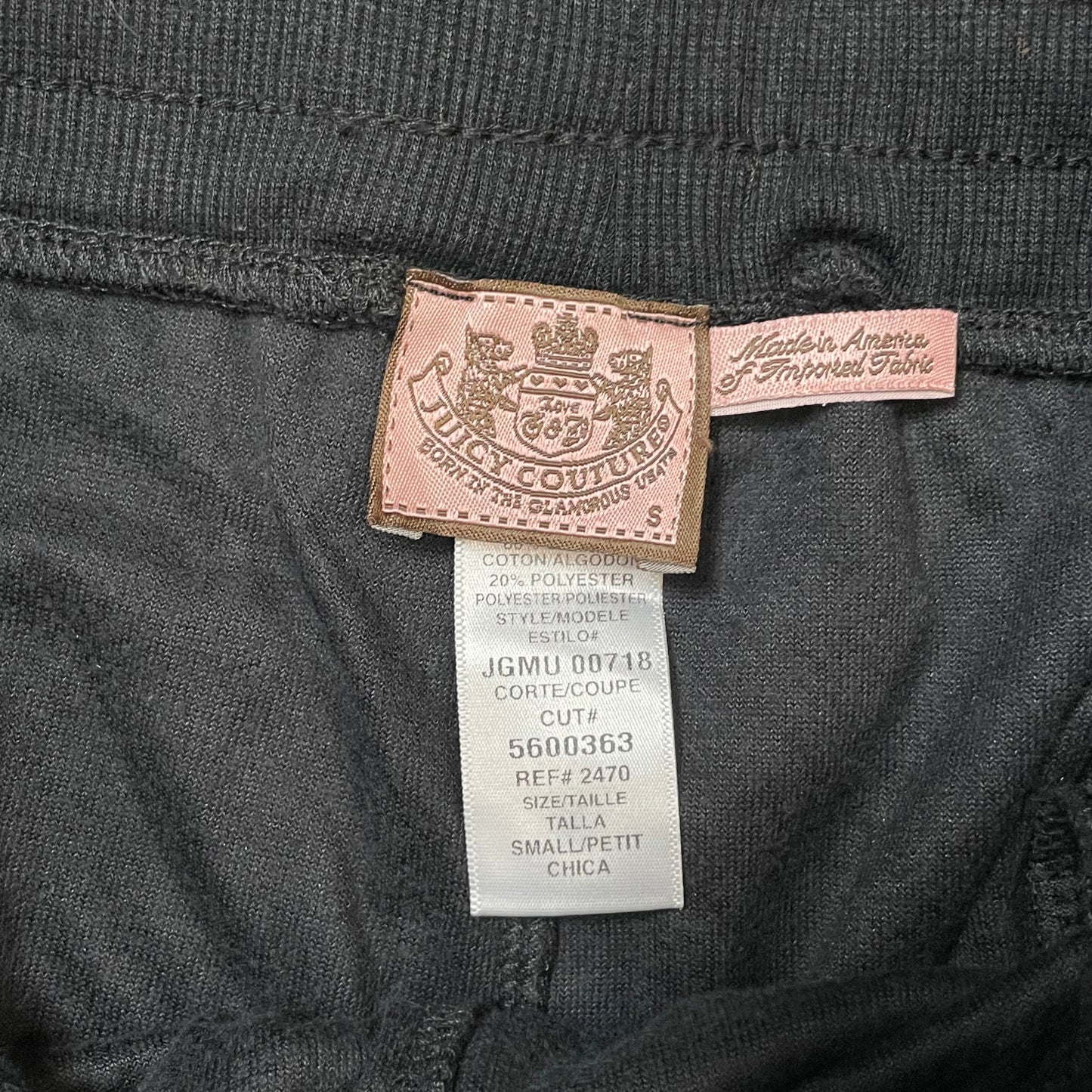 Vintage Juicy Couture Women's Charcoal Velour Flare Track Pant Drawstring Size S