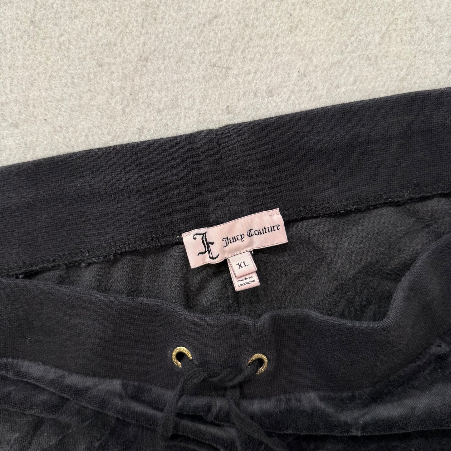 Juicy Couture Women's Black Velour Tracksuit Set Hoodie & Flared Pants Size XL