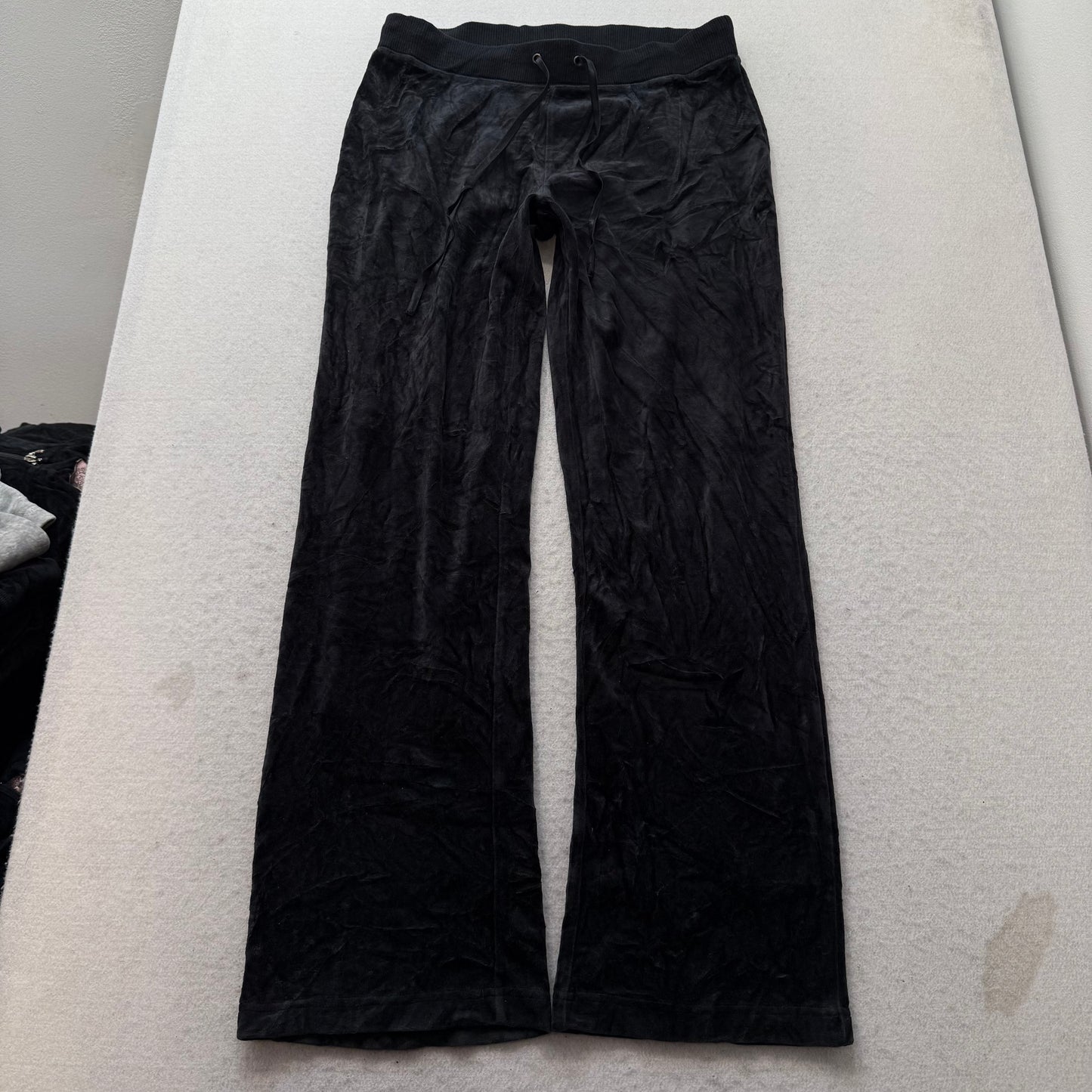 Juicy Couture Women's Jet Black Velour Tracksuit Set Hoodie & Flared Pant Size M