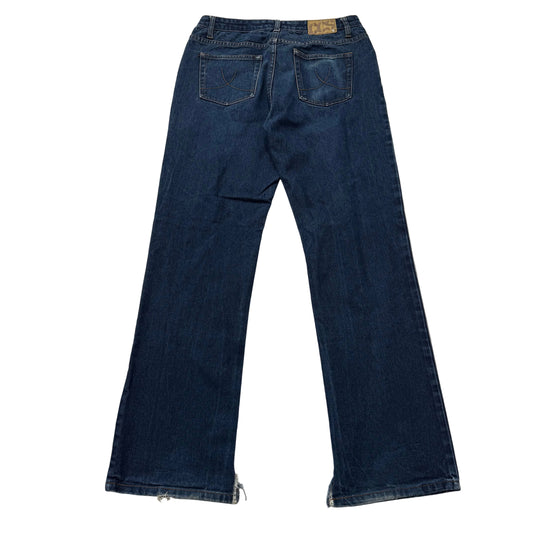 CCS Men's Blue Denim Distressed Straight Leg Skateboarding Jeans Raw Hem Size 34