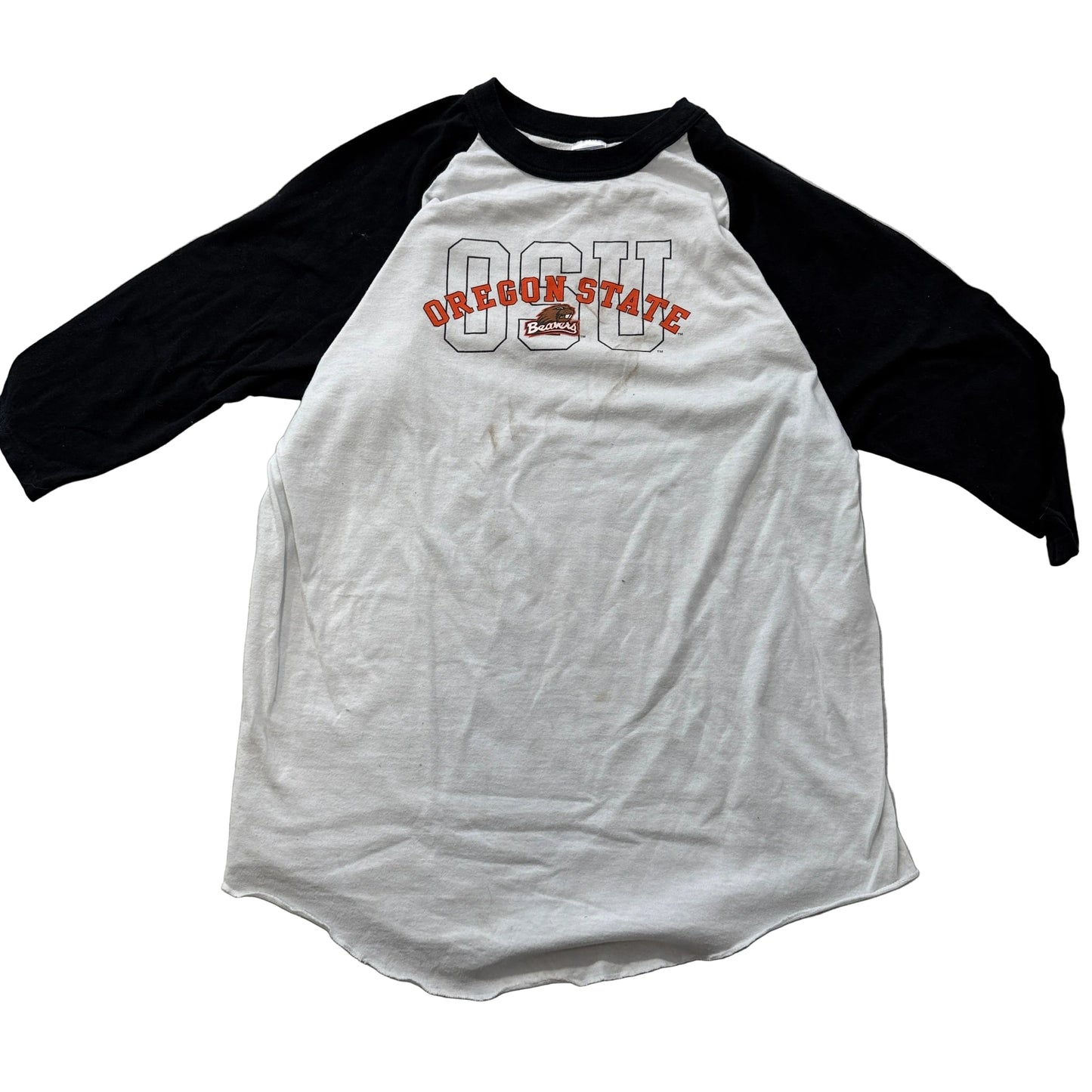 Vintage Soffe Mens Black White Pullover Baseball Shirt 3/4 Raglan Sleeve Size XL