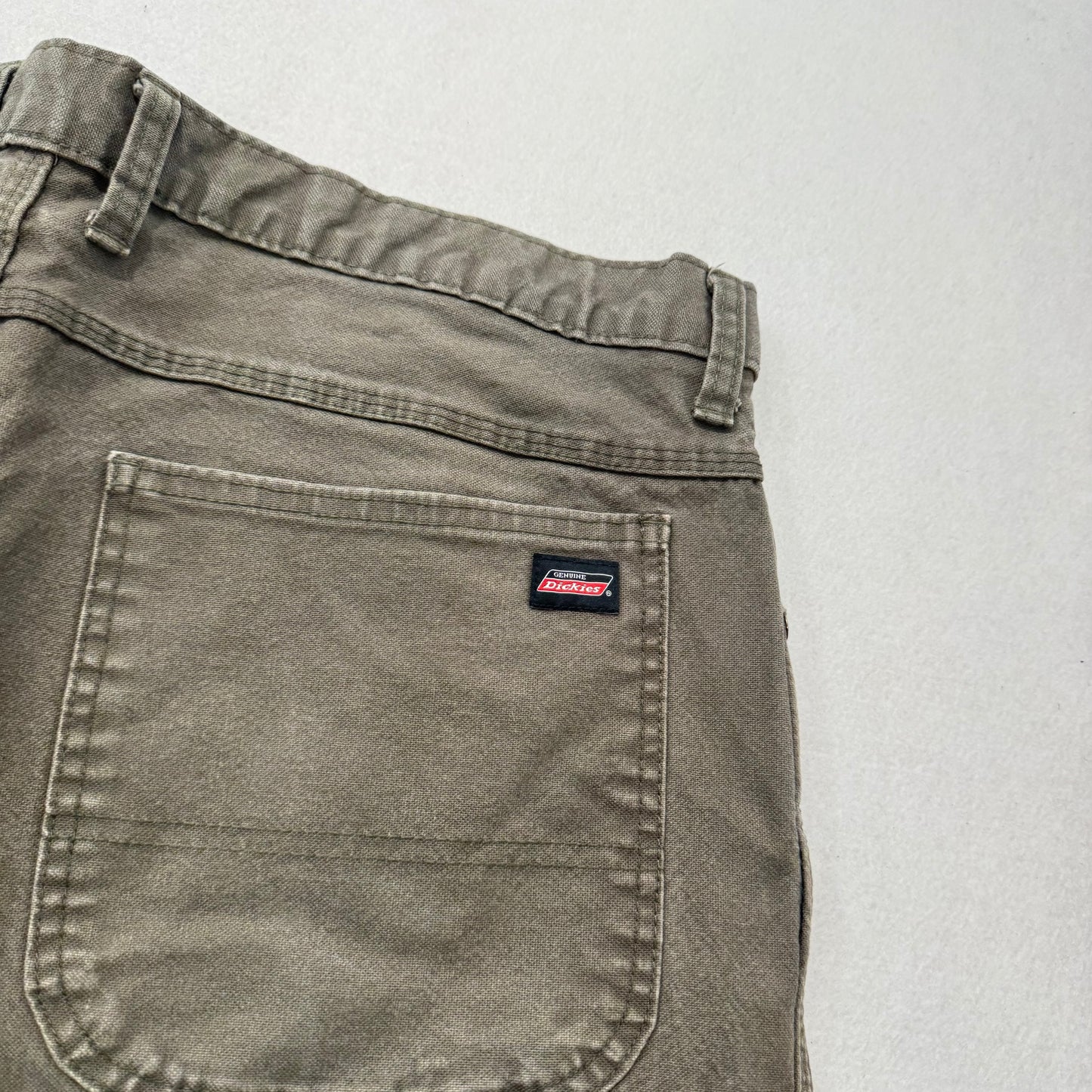 Dickies Men Green Cotton Relaxed Fit Carpenter Pant Utility Pockets Logo Size 36