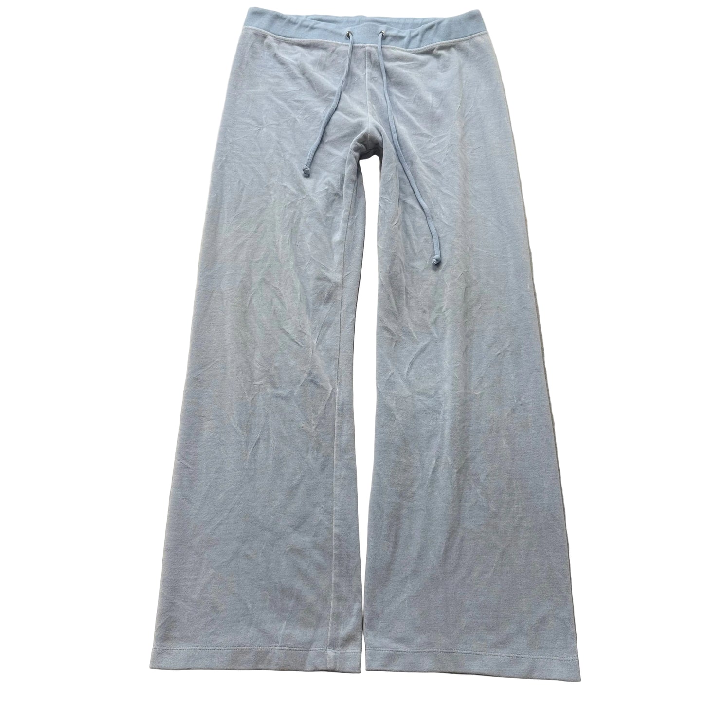 Juicy Couture Women Light Pastel Blue Velour Flared Track Pant Drawstring Size M