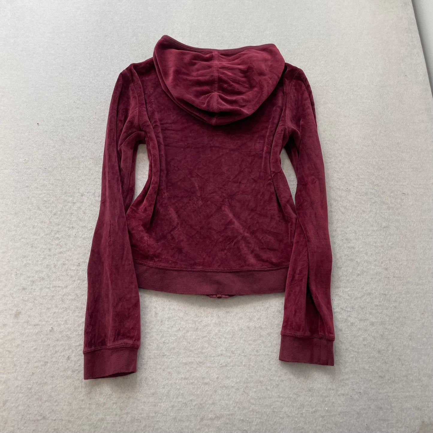 Juicy Couture Burgundy Velour Tracksuit Set Zip-Up Hoodie Drawstring Pant Size S