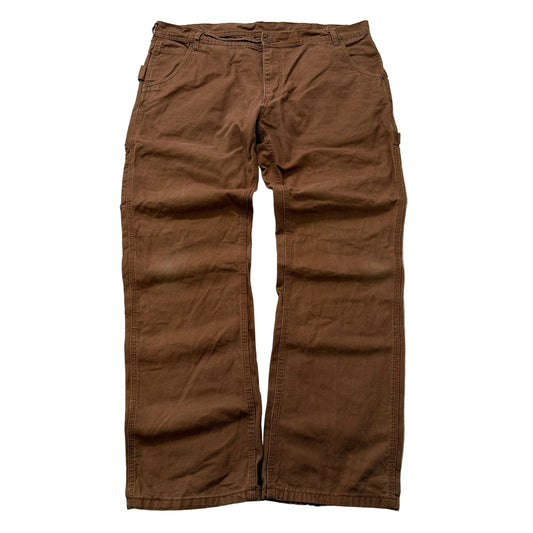 KEY Men's Brown Canvas Carpenter Pants Pockets Classic Logo Relaxed Size 40x34