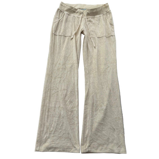 2003 Juicy Couture Women's Beige Velour Flare Track Pants Drawstring Y2K Size XL