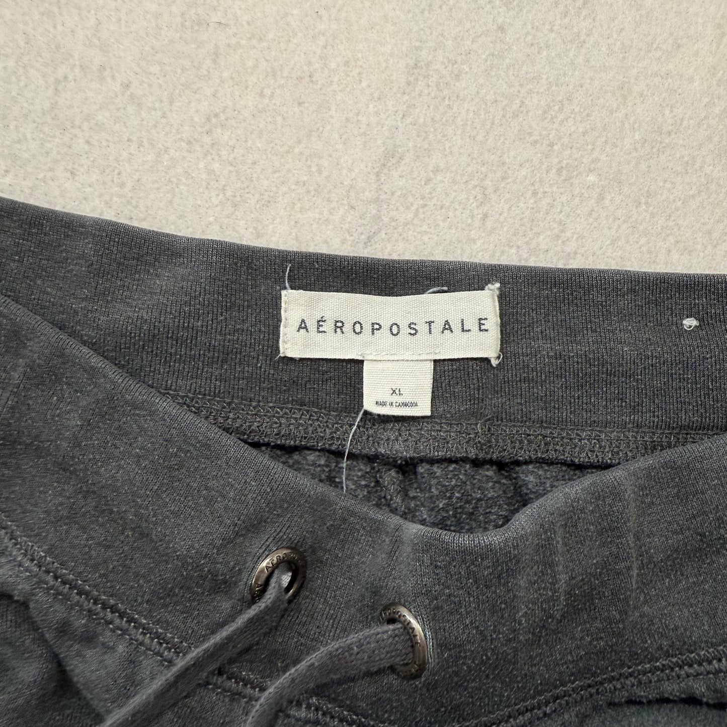 Aeropostale Women's Gray Fleece Joggers Elastic Hem Loungewear Graphic Size XL