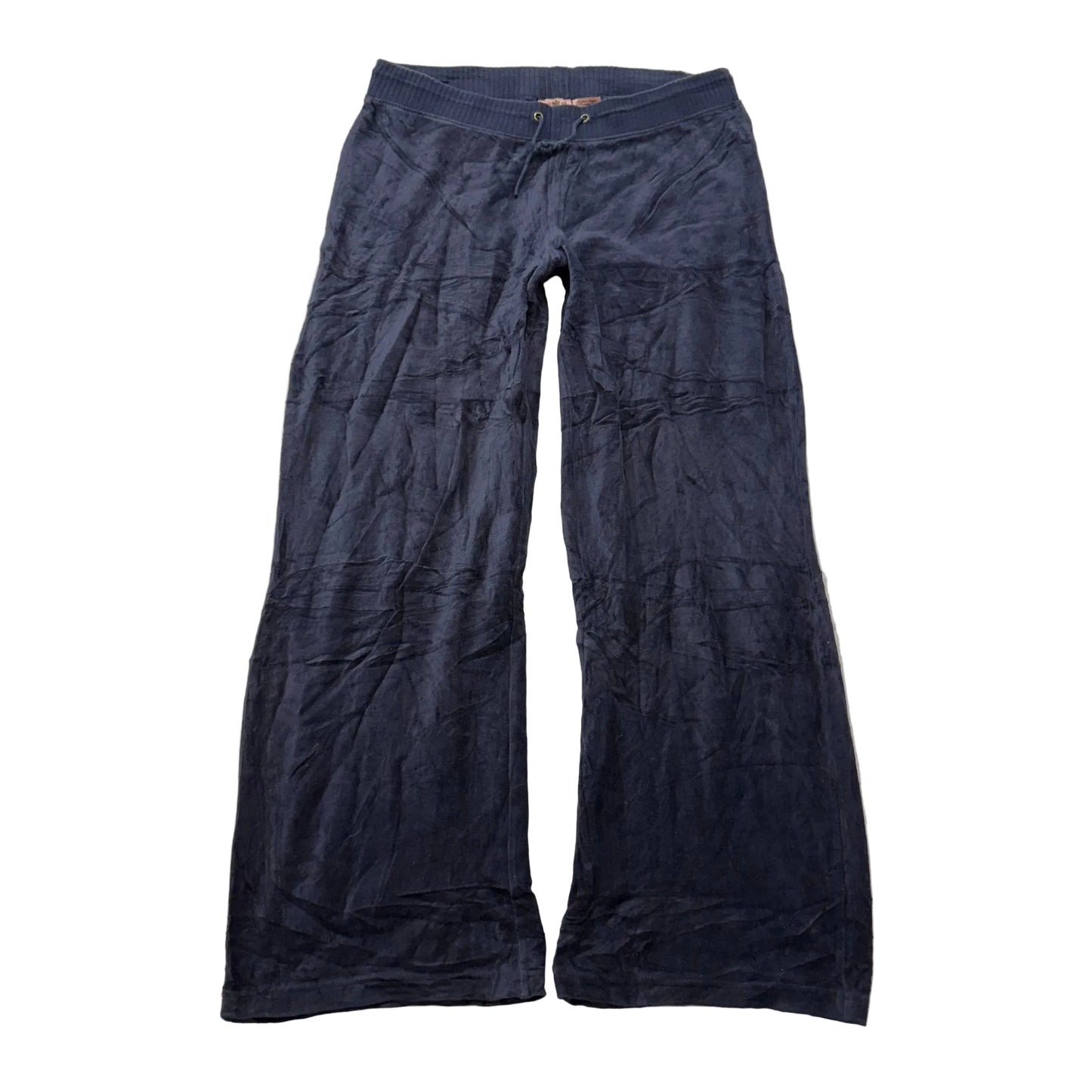 Vintage Juicy Couture Women's Navy Velour Flared Wide Leg Track Pant Y2K Size S