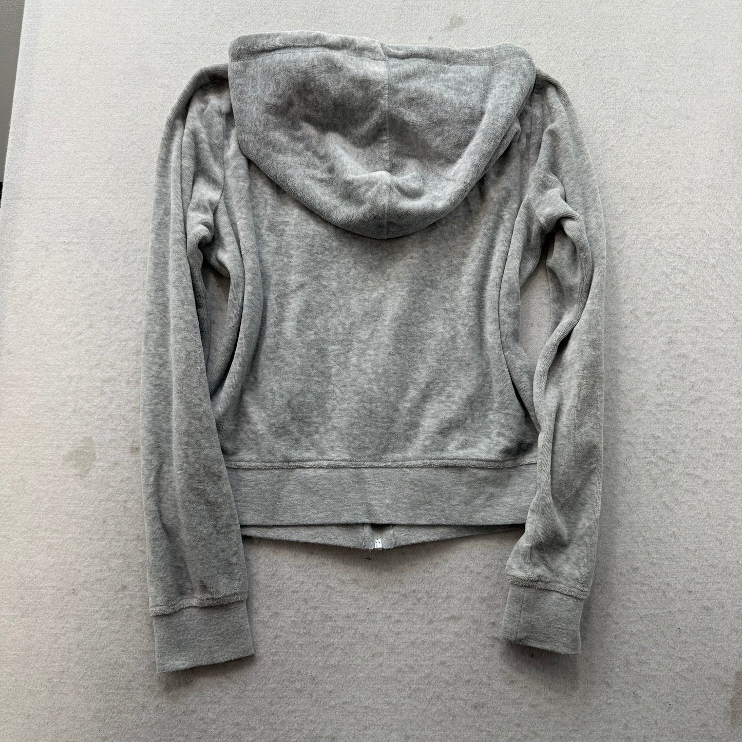 Vtg Juicy Couture Women's Heather Grey Velour Tracksuit Set Hoodie & Pant Size S