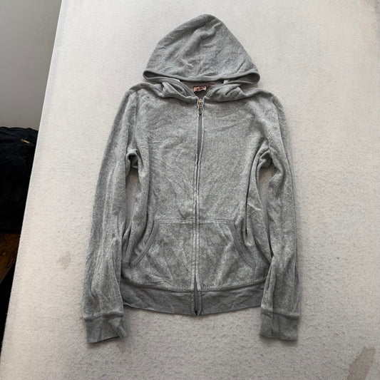 Juicy Couture Women's Heather Gray Velour Tracksuit Set Hoodie & Pant Y2k Size M