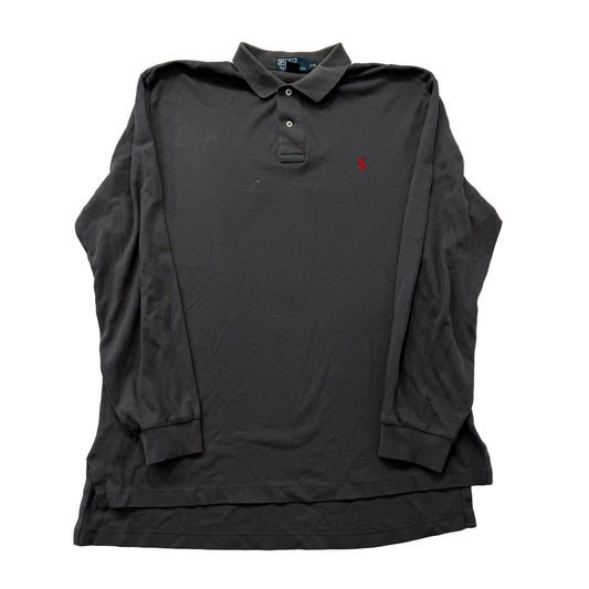 Polo by Ralph Lauren Charcoal Gray Cotton Polo Shirt Long Sleeve Collared Size L