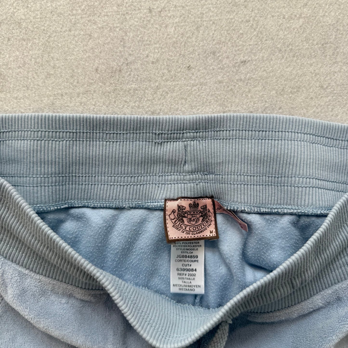 Juicy Couture Women Heather Ice Blue Velour Flared Track Pant Bell Bottom Size M