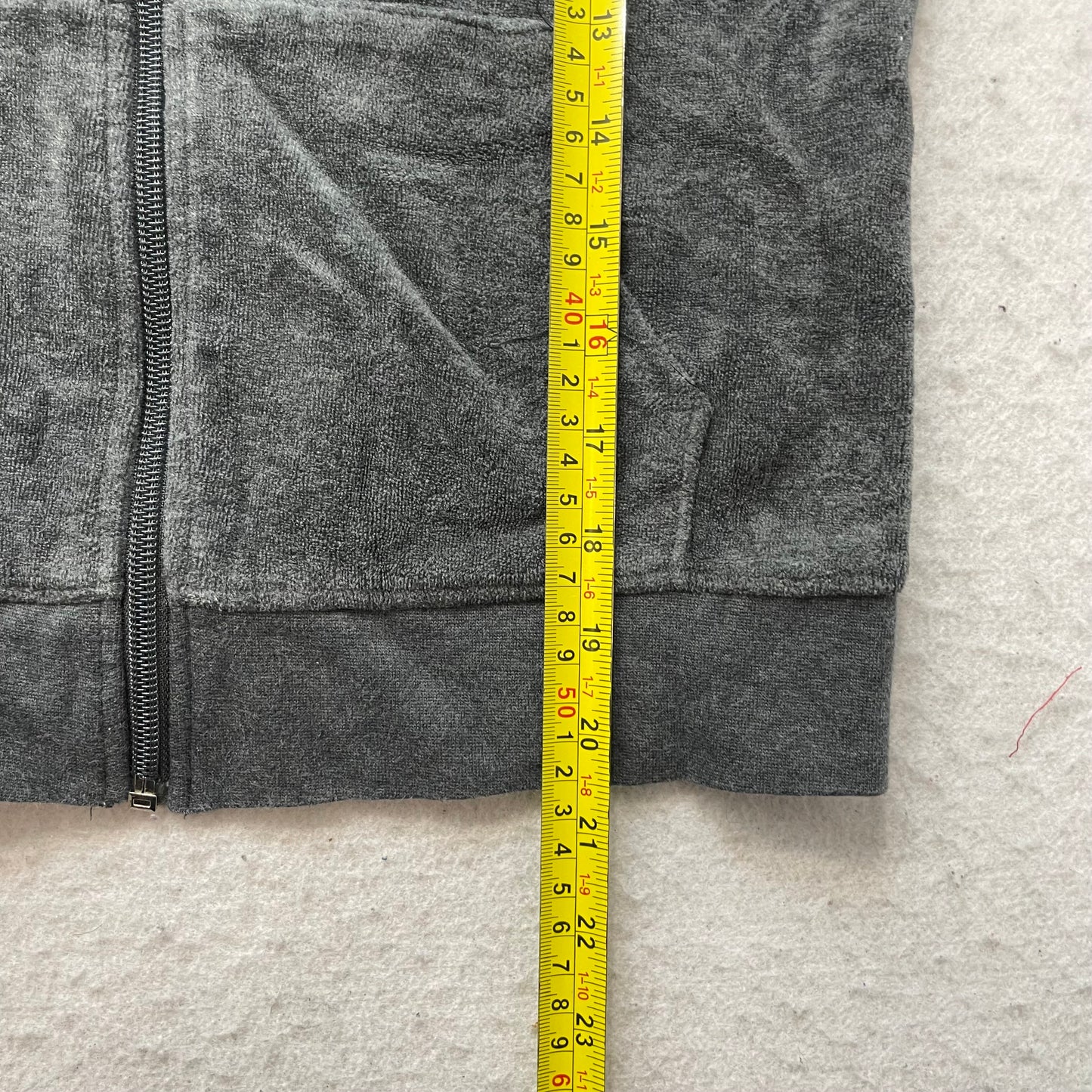 Vintage Juicy Couture Women Charcoal Gray Velour Zip-Up Hoodie Loungewear Size S