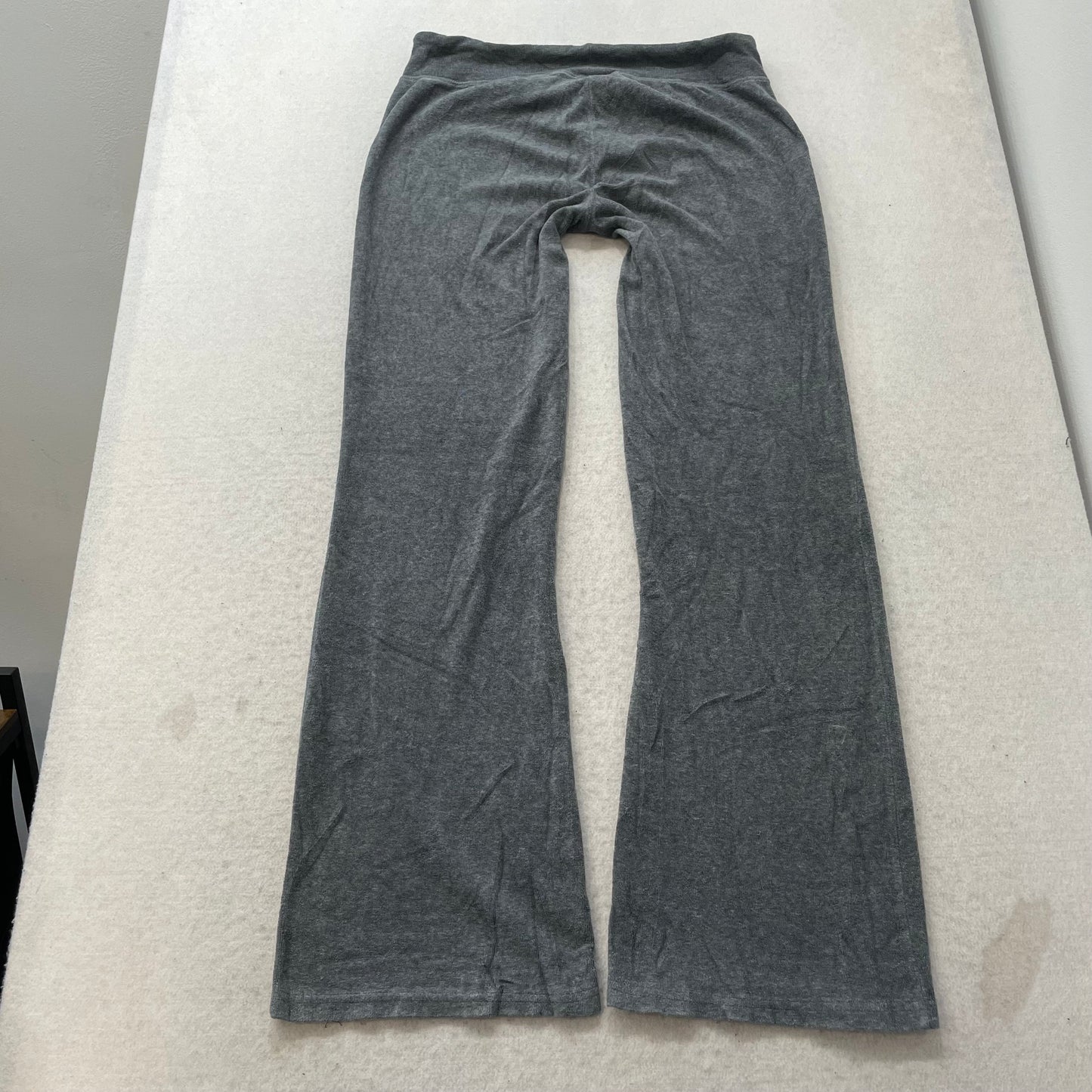 Vintage Juicy Couture Womens Gray Velour Flared Track Pant Drawstring Y2k Size L