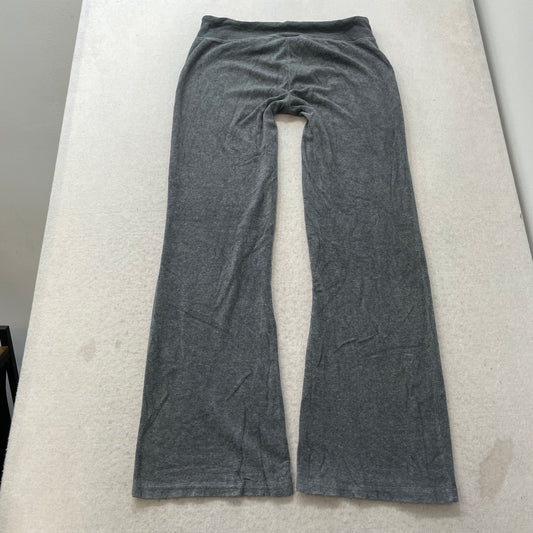 Vintage Juicy Couture Womens Gray Velour Flared Track Pant Drawstring Y2k Size L