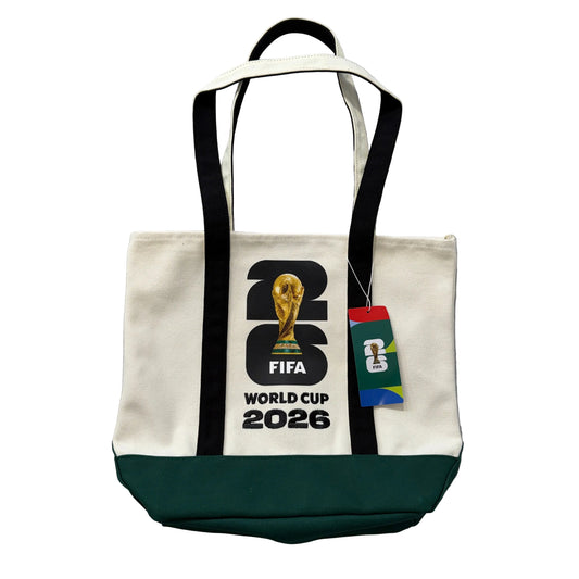 Official FIFA World Cup 2026 Cream Green Black Canvas Tote Bag - NWT
