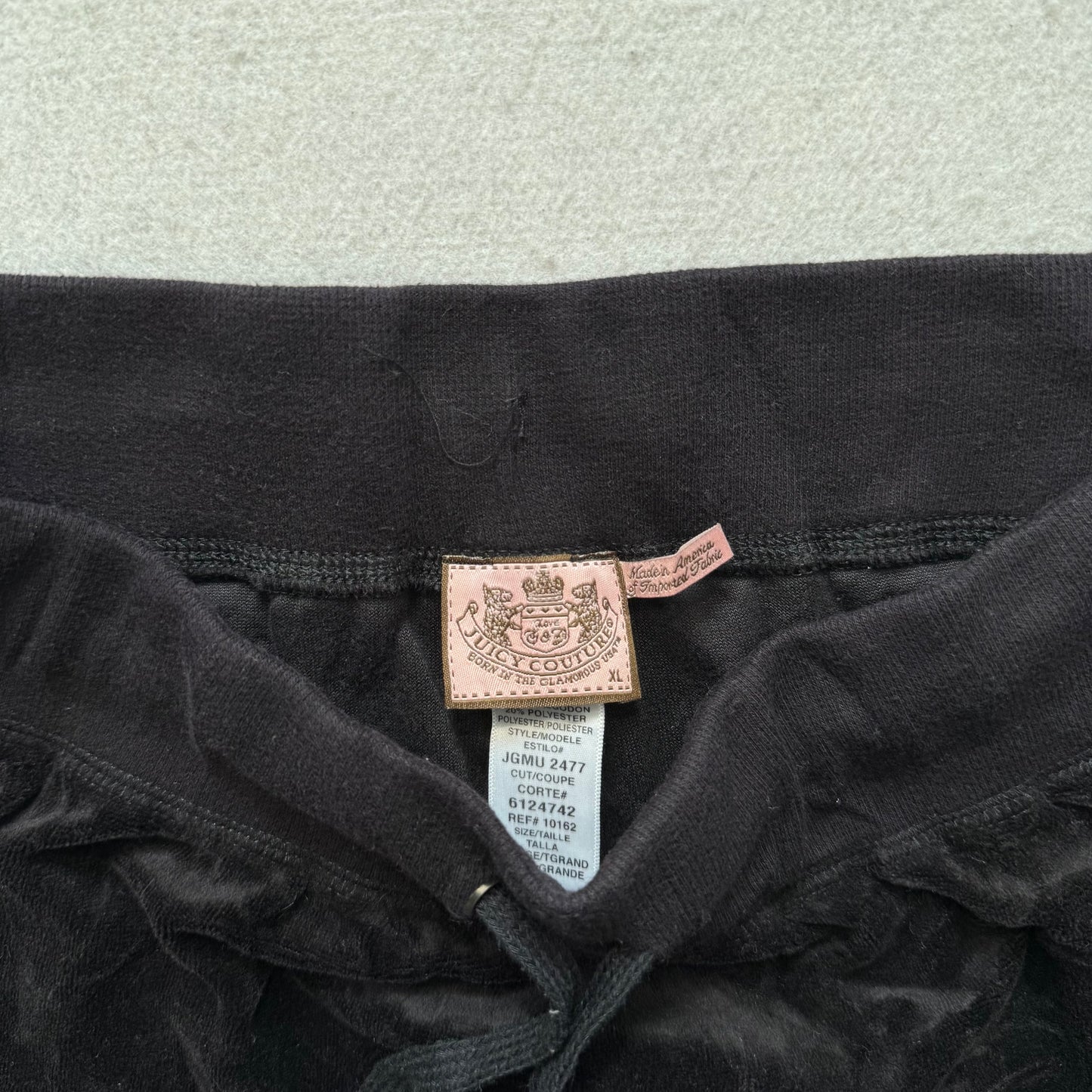 2003 Vtg Juicy Couture Women's Black Velour Tracksuit Set Jacket & Pant Size XL