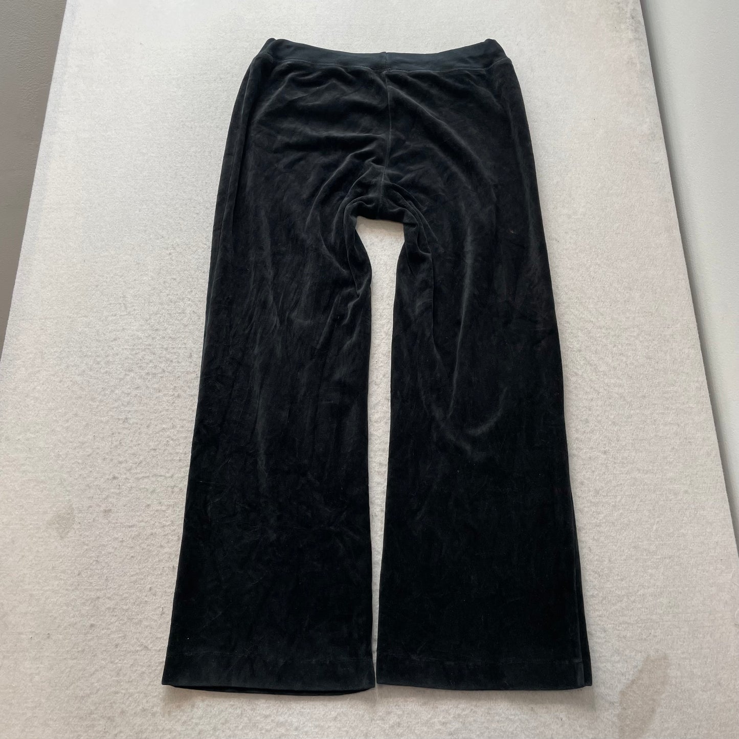 2003 Vintage Juicy Couture Women Black Velour Flare Track Pant Drawstring Size M