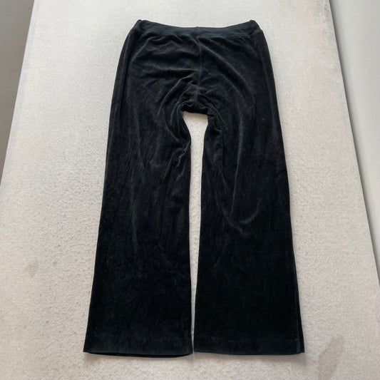 2003 Vintage Juicy Couture Women Black Velour Flare Track Pant Drawstring Size M