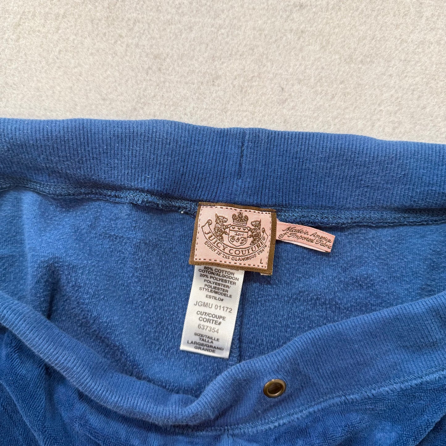 Vintage Juicy Couture Women's Sapphire Blue Velour Flared Track Pant Y2K Size L