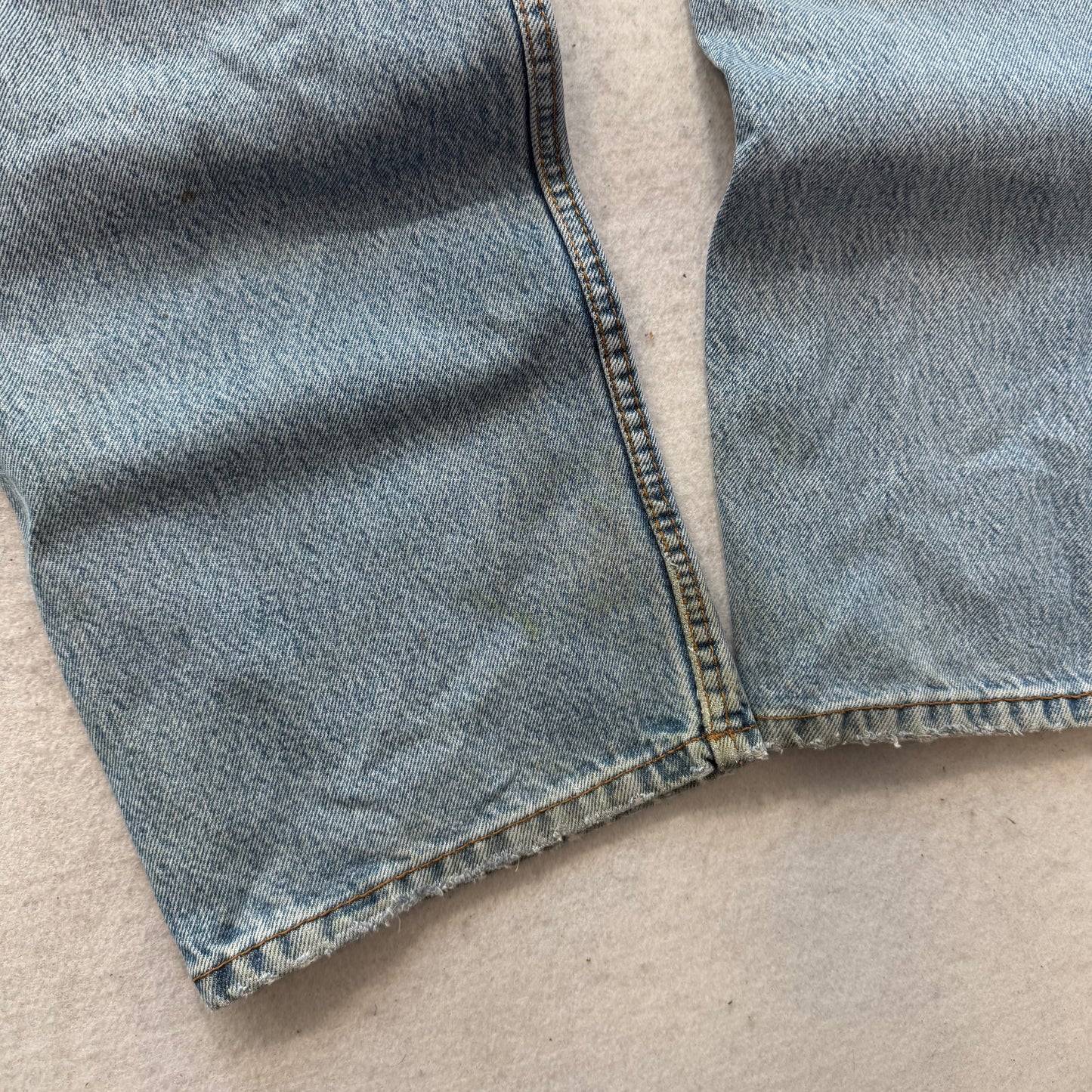Schmidt Workwear Men's Blue Denim Baggy Carpenter Jeans Utility Pockets Size 36