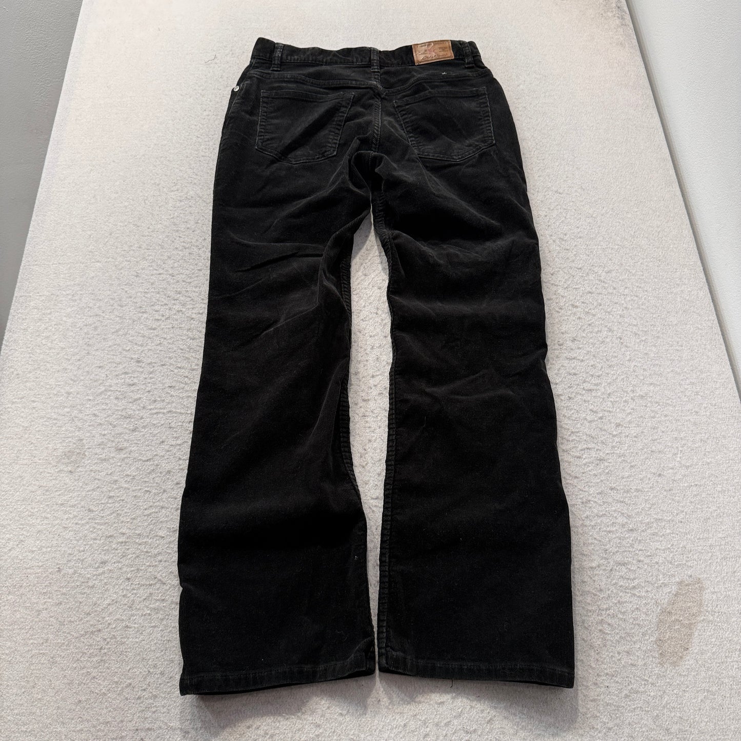 Eddie Bauer Men's Black Corduroy Pants Wide Leg Pockets Zip-Fly Classic Size W28