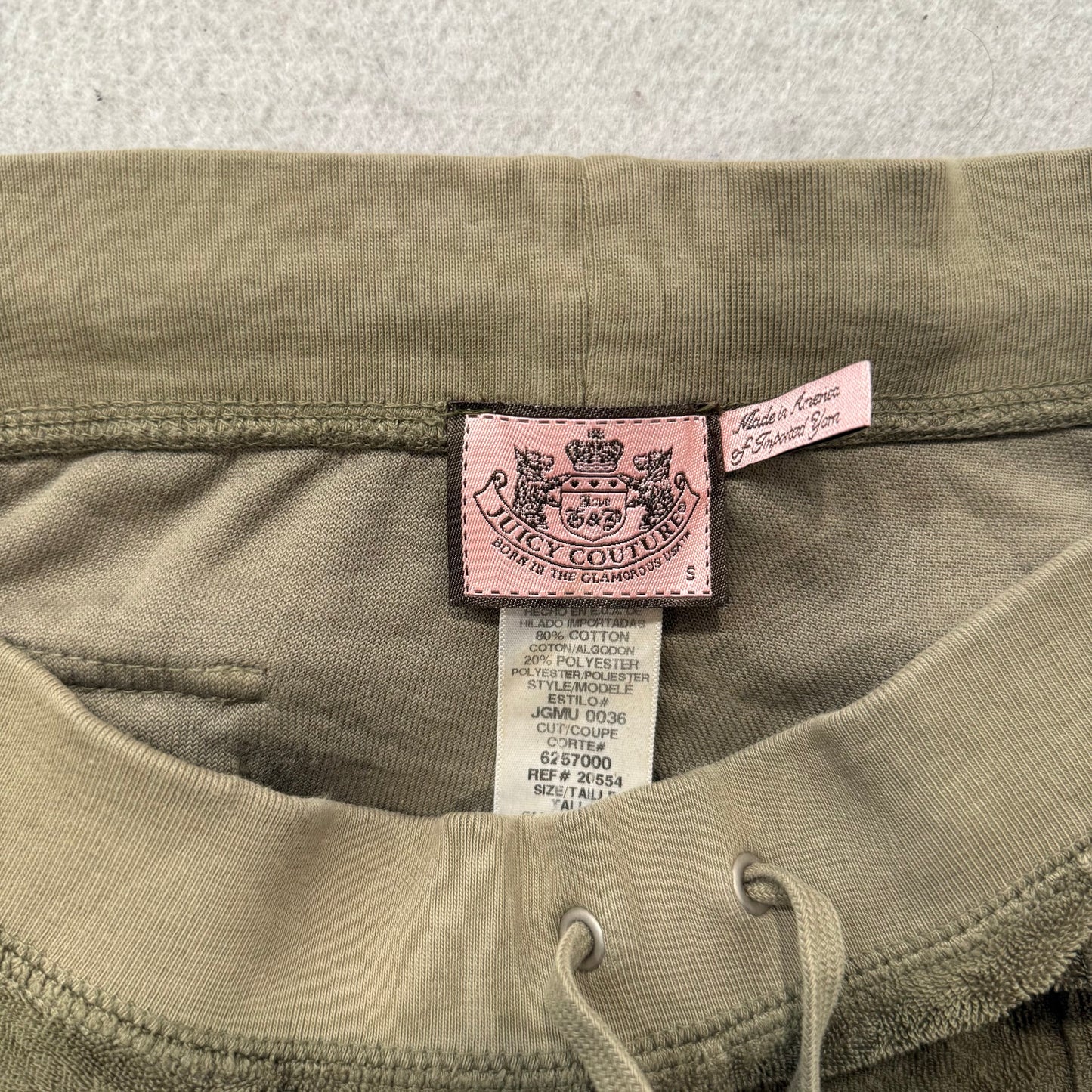 RARE Vtg Juicy Couture Women's Olive Terry Cloth Wide Capris Pant Pockets Size S