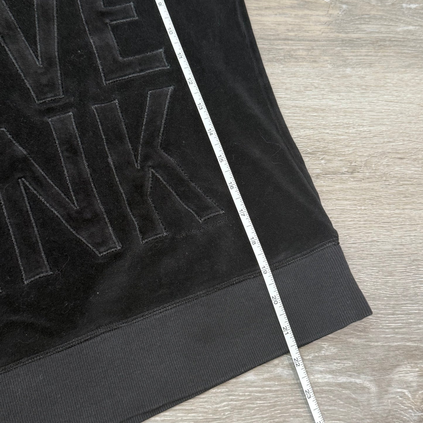 Victoria's Secret Pink "Love Pink" Women Black Velour Sweatshirt Pullover Size M