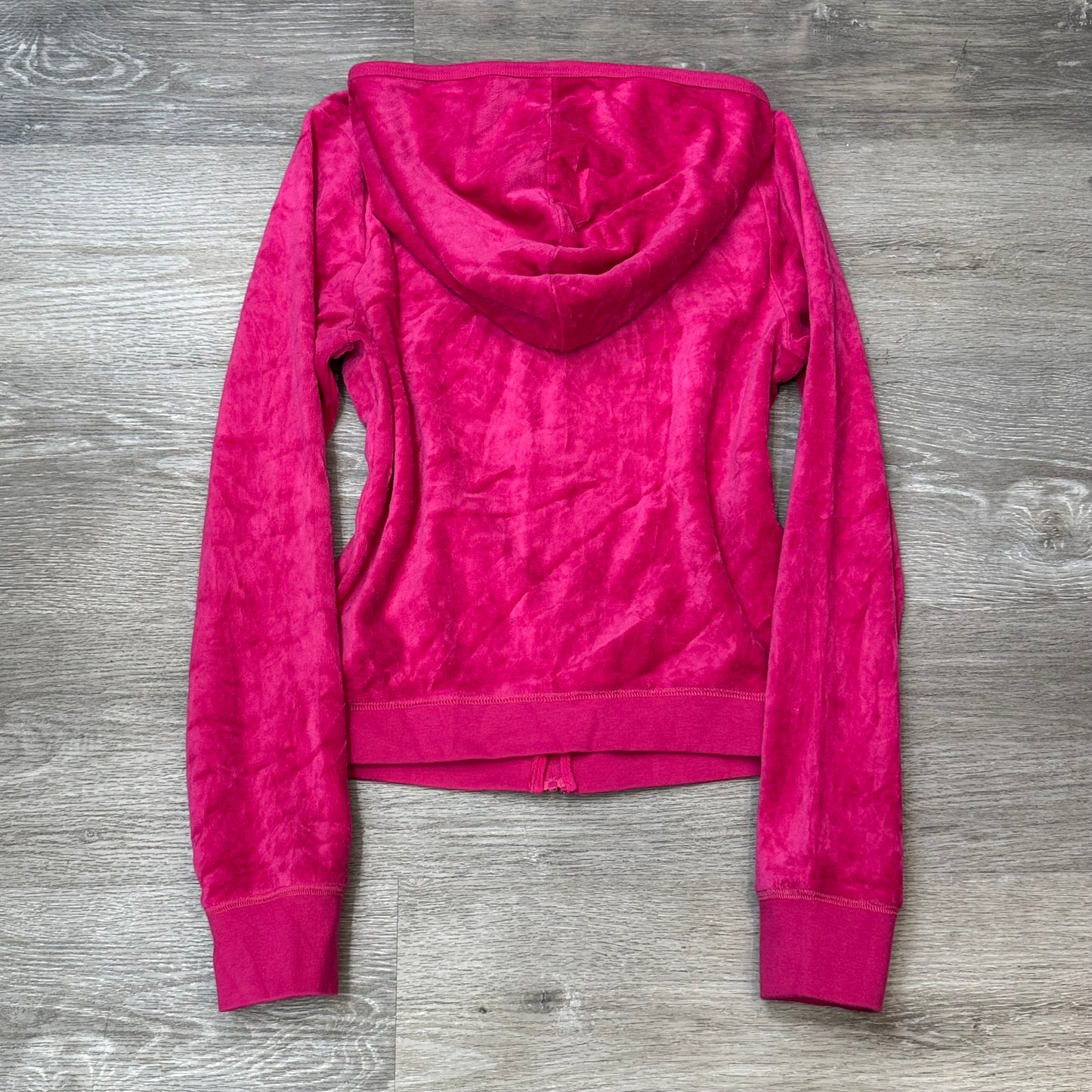 Juicy Couture Women's Hot Pink Velour Zip-Up Hoodie Loungewear Pocket Y2k Size M