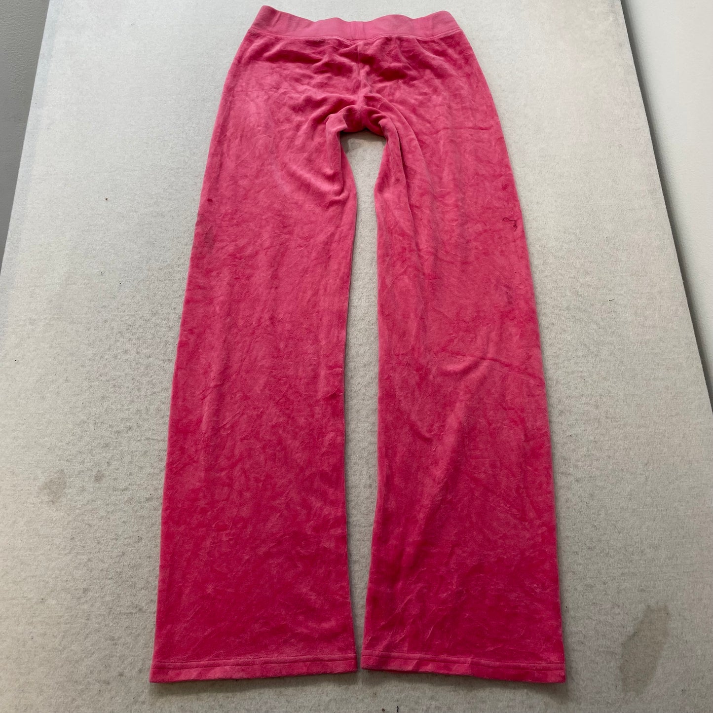 Juicy Couture Women's Hot Pink Velour Flared Track Pants Glitter Logo Size XS