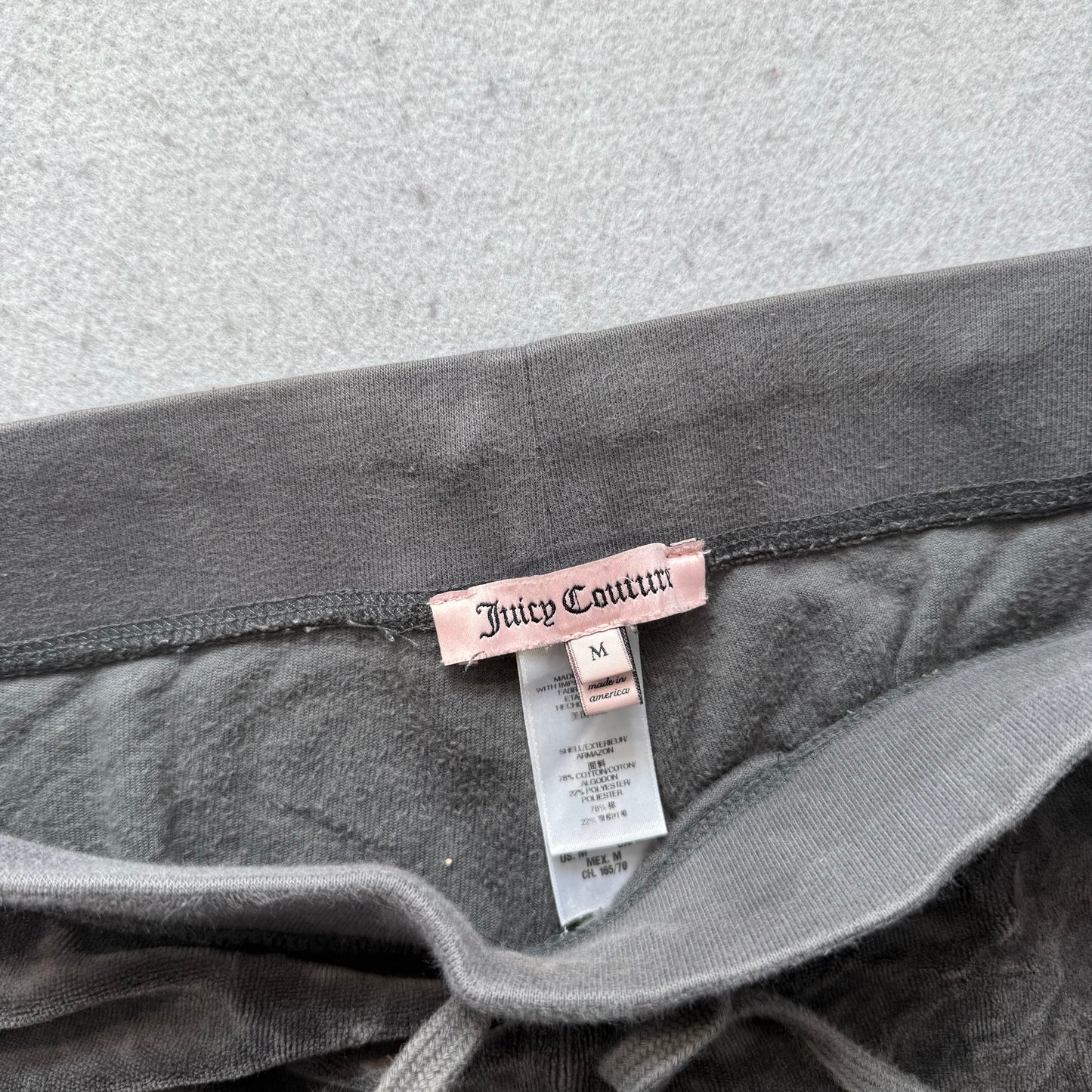 Juicy Couture Women's Charcoal Gray Velour Flared Track Pants Drawstring Size M