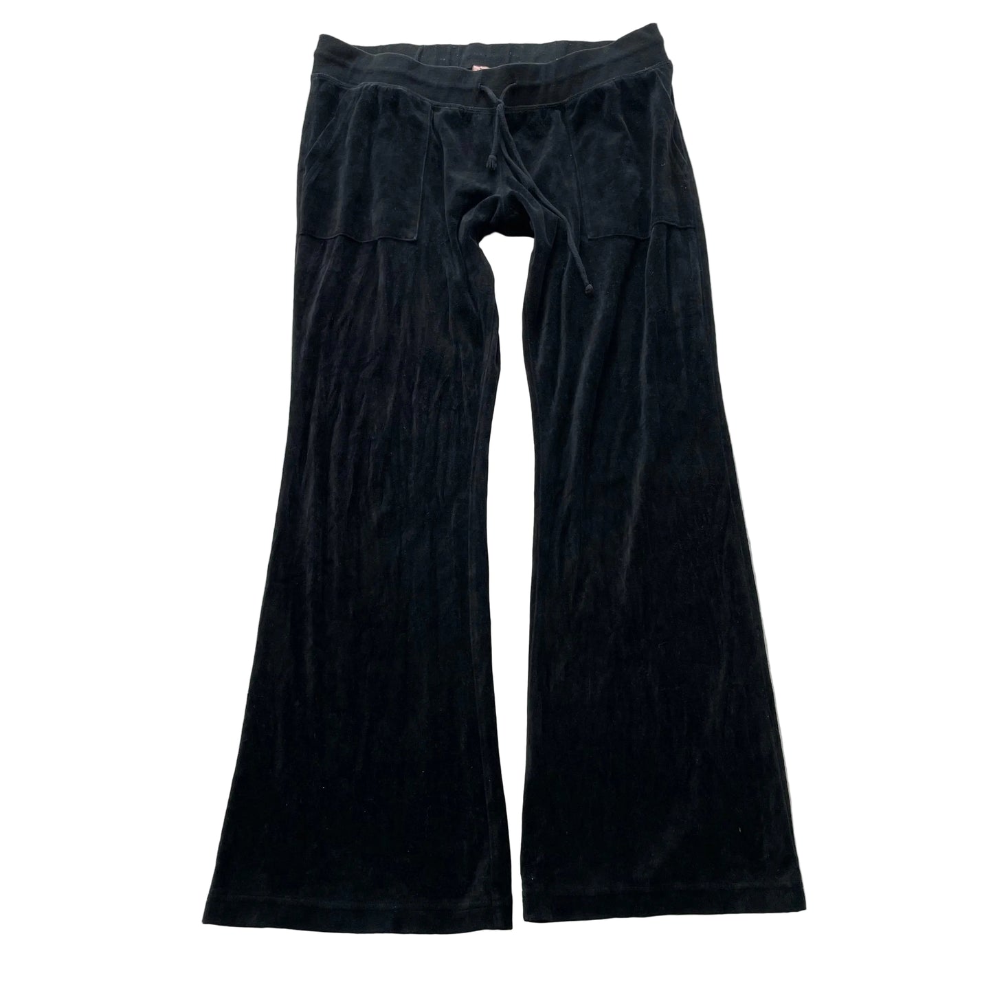 Juicy Couture Women Charcoal Velour Flared Track Pant Drawstring Pockets Size XL