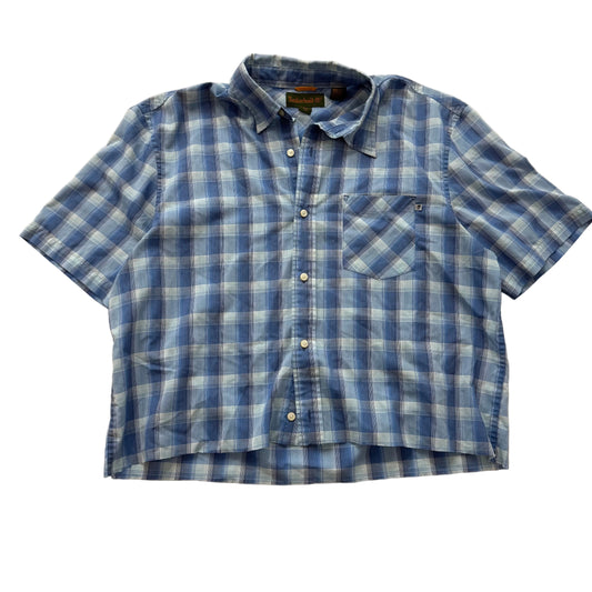 Timberland Blue Plaided Button-Down Shirt Short-Sleeve Casual Fit Size XL