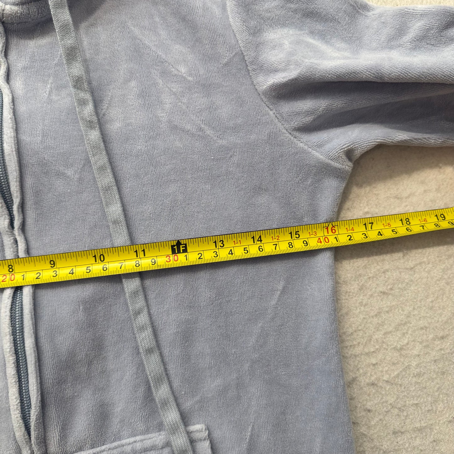Vintage Juicy Couture Women's Slate Gray Velour Zip-Up Hoodie Drawstring Size S