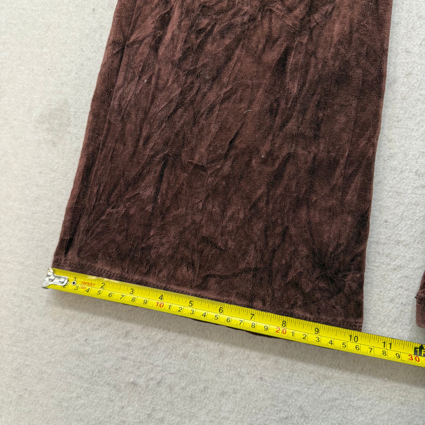 Vintage Juicy Couture Women's Brown Velour Flared Track Pant Flap Pockets Size L